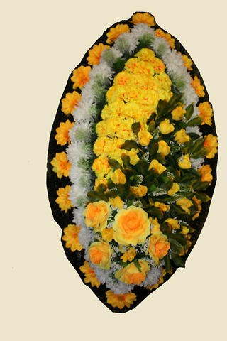 Венок Элит из искусственных желтых роз и гвоздик 140 см